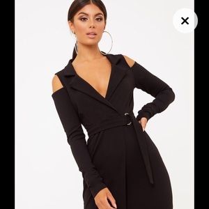 Black Shoulder Dress Pretty Little Things